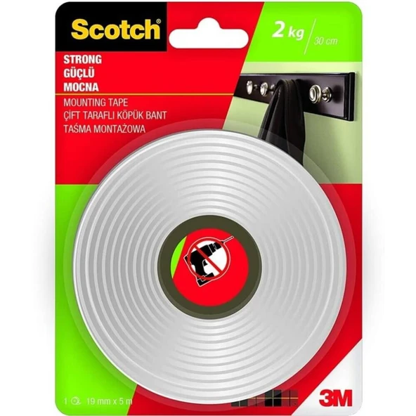 3M™ Scotch® Güçlü Çift Taraflı Köpük Bant (19mm x 5m) ürün görseli 1