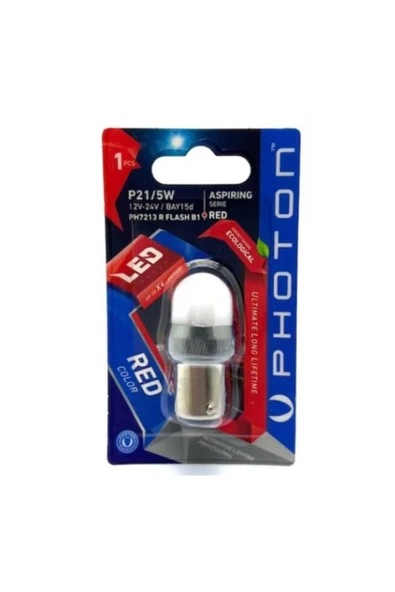 P21w/r5w/r10w 12-24v Kırmızı Flash (TEKLİ BLİSTER) Ph7214 R Flash B1 ürün görseli 1