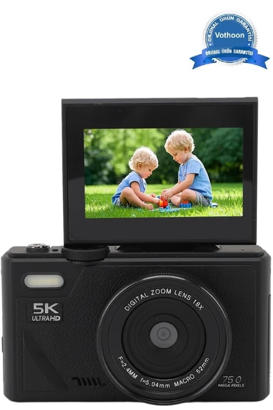 5k 75mp Hd Dijital Kamera 18x Dijital Zoom, Flaşlı,3.0 İnç Ekranlı Fotoğraf Makinesi ürün görseli 1