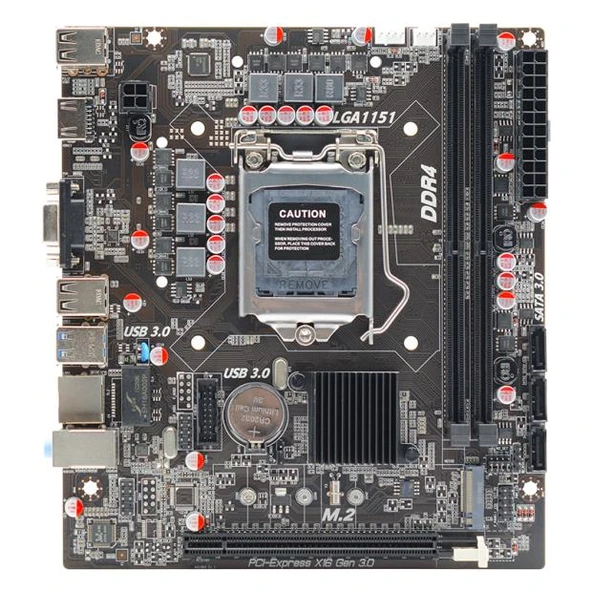 AFOX IH310C-MA6-V4 2xDDR4 VGA+HDMI 1xGLAN 1x M.2 NVMe Gen3 1151Pin ANAKART ürün görseli 1