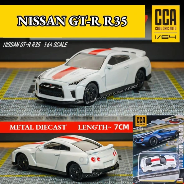 CCA Premium Series Nissan GTR R35 Beyaz 1/64 Model Araba ürün görseli 1
