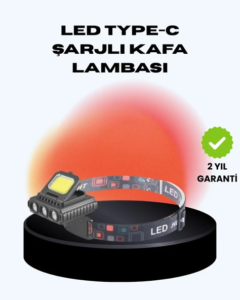 COB + XPE LED Kafa Feneri 800 Lumen USB Type C Şarjlı Çok Modlu ürün görseli 1