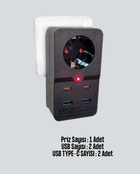 Akıllı Akım Dengelemeli Priz 2500W 4 USB Type C Çıkışlı - Resim 2