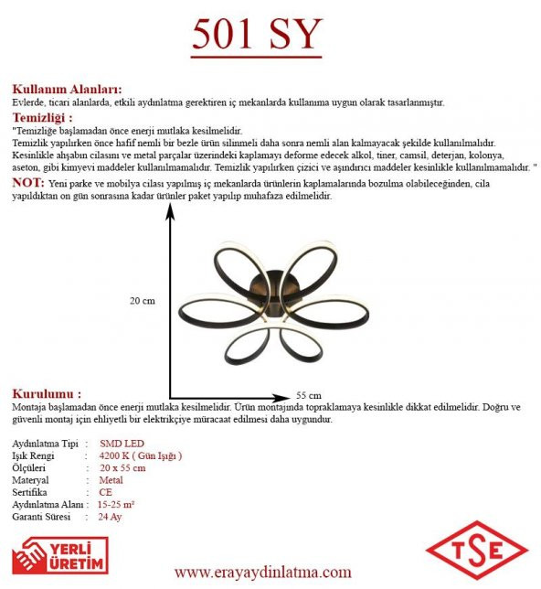 Eray Aydınlatma 501 Siyah Led Avize - Resim 2