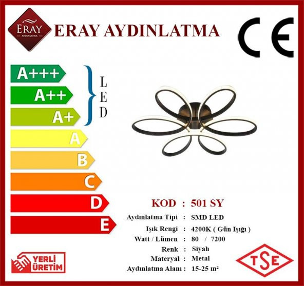 Eray Aydınlatma 501 Siyah Led Avize - Resim 3