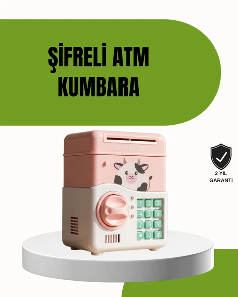 ATM Tasarımlı Pembe Işıklı Sesli Çocuk Kumbarası ürün görseli 1