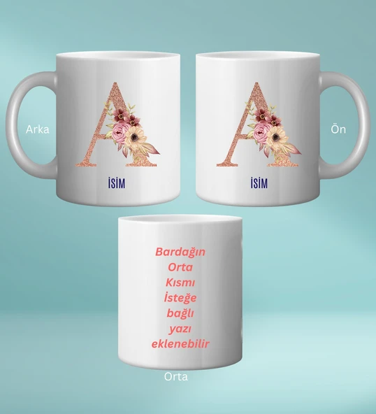 A Harfli Kupa Bardak - Model A1-09 ürün görseli 1
