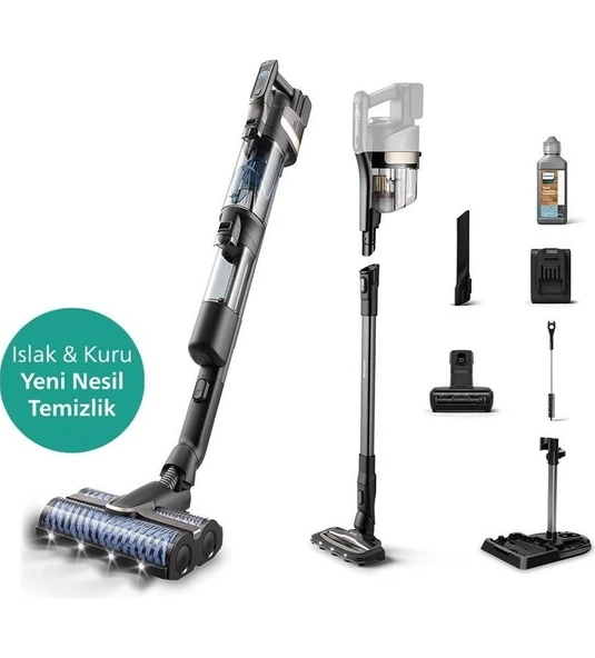 Philips 9000 Serisi AquaTrio Kablosuz Dikey Süpürge, Otomatik Temizleme ve Şarj İstasyonu​, AquaSpin Başlık, PowerCyclone Aqua,XW9463/11 ürün görseli 1