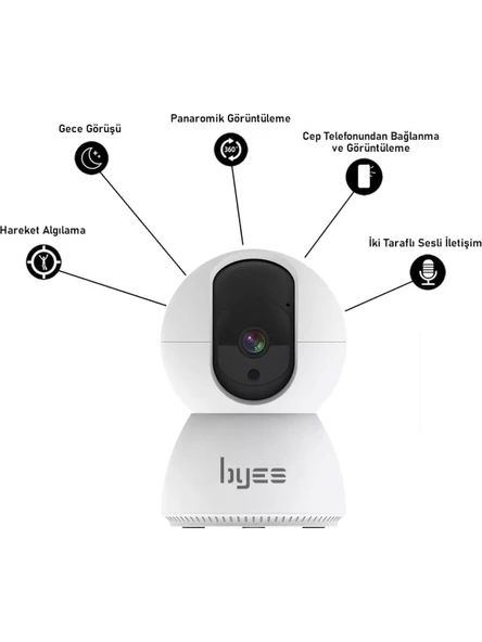 Byes BY71-100 Akıllı Wifi Kamera - Resim 4