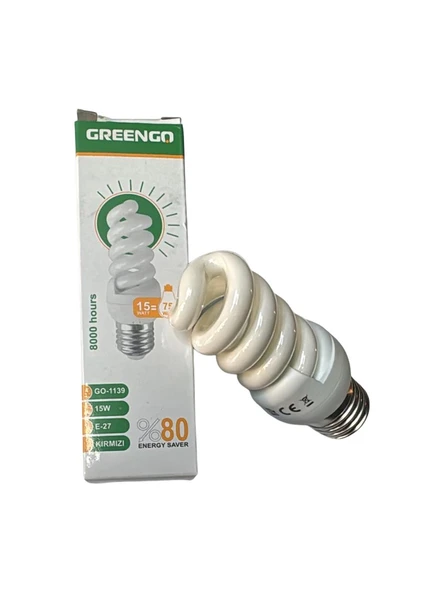 Wincell SP15  15W E27 Spiralli Tasarruflu Ampul / Kırmızı Renk Işık 800LM, 15W=75W ürün görseli 1