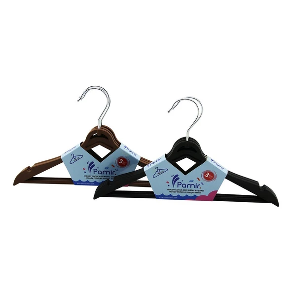 3PCS  PLASTİK ÇOCUK ELBİSE ASKISI  METAL BAŞLIKLI (Timya/Go1395)  198952 ürün görseli 1