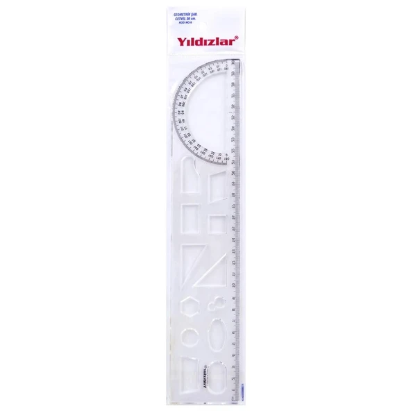 Yıldızlar Geometrik Cetvek Şablon 30 Cm ürün görseli 1