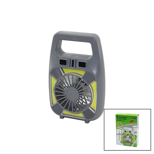 2İN1=MİNİ FAN - FENER USB ŞARJ 2 KADEME HIZ LAMBA=4 FONKSİYON - 10W SU GEÇİRMEZ TAŞIMA KULP MİNİ VANTİLATÖR GS-265 (Timya/Go1395)  197823 ürün görseli 1
