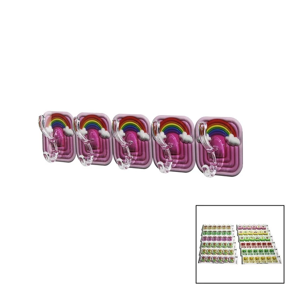 5PCS TEKLİ - ÇOKLU KULLANIM  MİKA KRİSTAL KOLLU  RESİMLİ YAPIŞKANLI  ASKI (Timya/Go1395)  198937 ürün görseli 1
