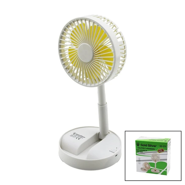 MASA ÜSTÜ VANTİLATÖR USB ŞARJIL KATLANIR FAN=13.6CM - UZAYAN AYAK=11-16CM 180 DERECE TELEFONLUKLU GS-275 (Timya/Go1395)  197811 ürün görseli 1