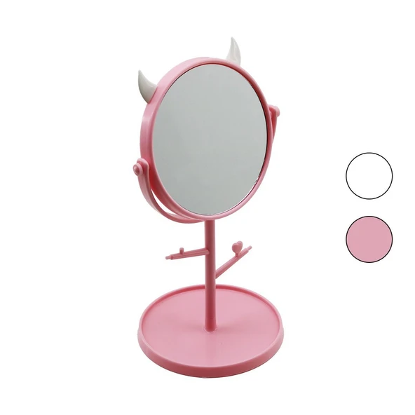 6 İNÇ  - 15CM YUVARLAK - BOYNUZLUTAKI ASKILIKLI MAKYAJ AYNASI RENKLİ PLASTİK TAKILIK SEPETLİ=15CM (Timya/Go1395)  198409 ürün görseli 1