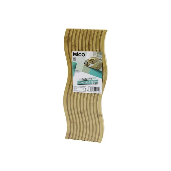 DALGALI ŞEKİLLİ - KANALLI  ÇİFT TARAF=DÜZ - KANALLI AHŞAP BAMBU SERVİS SUNUM TAHTASI  17 X 39 X 1.5CM (Timya/Go1395)  199679 ürün görseli 1