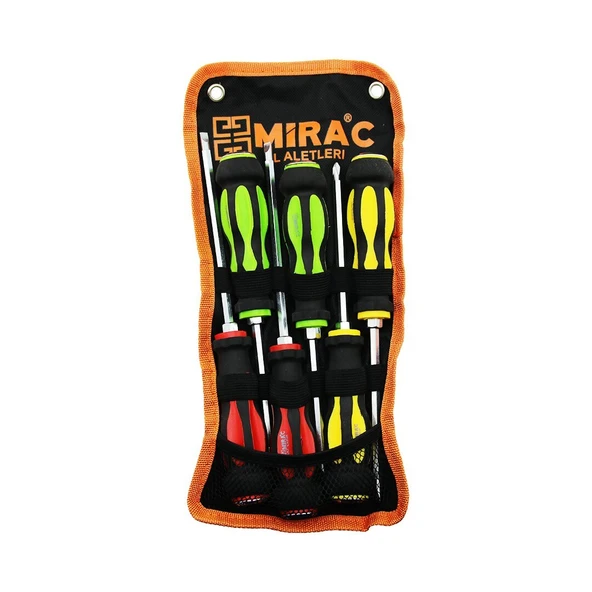 BEZ ÇANTALI   RENKLİ - KAUÇUK KAPLAMA SAPLI   DARBELİ   6LI SET   ÇİFT TARAFLI  TORNAVİDA TAKIMI (Timya/Go1395)  202117 ürün görseli 1