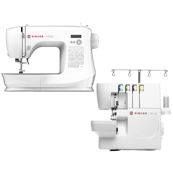 Singer C5605 Elektronik Dikiş Makinesi ve Singer S0105 Overlok Makinesi Avantajlı Paket ürün görseli 1