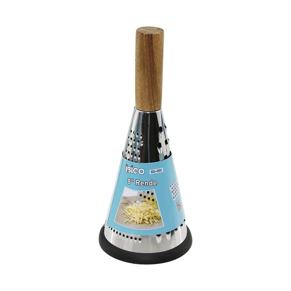 8 İNÇ - HUNİ MODEL   AHŞAP - BAMBU SAPLI  METAL RENDE  SİLİKON TABANLI (Timya/Go1395)  199291 ürün görseli 1