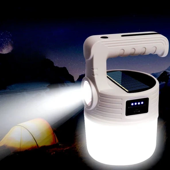 LED Güneş Enerjili Kamp Lambası–2000 Lümen Süper Parlak, 5 Aydınlatma Modlu,USB ile Şarj Edilebilir Dış Mekan,Asılabilir Torch El Feneri (Timya/Go1395)  200696 ürün görseli 1