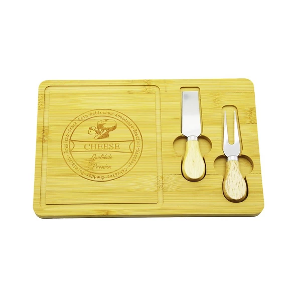 BIÇAK SAĞ 19X29CM -1.5CM AHŞAP BAMBU KAHVALTI PEYNİR SUNUM TABAK 2PEYNİR BIÇAK=AHŞAP SAPLI (Timya/Go1395)  199699 ürün görseli 1