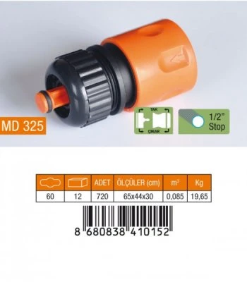 1/2 HORTUM BAĞLANTI ADAPTÖRÜ STOPLU (Timya/Go1395)  202787 ürün görseli 1