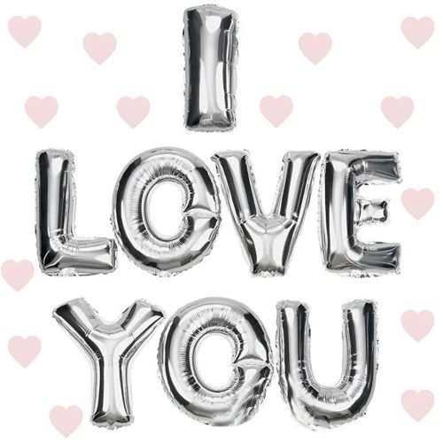 I Love You Folyo Balon Gümüş Renk 35 CM (Timya/Go1395)  203015 ürün görseli 1