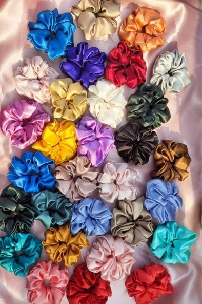 Saten Toka 5 Adet Karışık Renk Saten Simit Toka Scrunchies ürün görseli 1