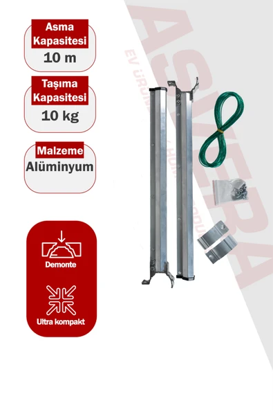 Asvera 51mm Yuvarlak Küpeşte Balkon Çamaşırlık - DİKKAT: Sadece Yuvarlak Korkuluklar İçindir ürün görseli 1