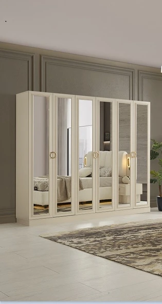 BURGAZ MDF 6 KAPILI DOLAP ürün görseli 1