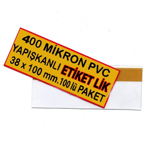 400 Micron Pvc Malzeme Arkası Güçlü Yapışkanlı Raf Önü Fiyat Etiketliği 38 x 100 mm. 100 lü Pk ürün görseli 1