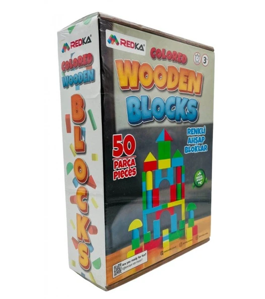 Renkli Ahşap Bloklar 50 Parçalı - Resim 2