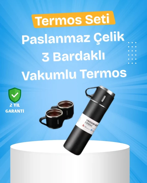 Paslanmaz Çelik Termos Seti | 500 ml Kapasite, 6-12 Saat Isı Koruma, Hediye Kutulu ürün görseli 1