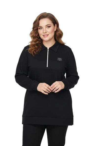 Kadın Polo Yakalı Önü Fermuarlı Bluz BGL-ST05088 ürün görseli 1