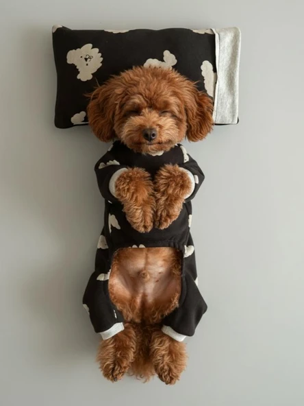 Doggy Köpek Uyku Takımı | Pamuklu Penye Köpek Tulumu ve Mini Yastık | Küçük Irklar İçin | Tüy Dökülmesini Azaltır ürün görseli 1