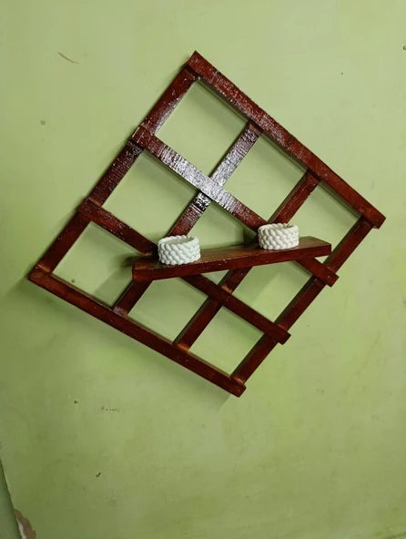 Doğal Ahşap Dekoratif Duvar Rafı - Resim 4