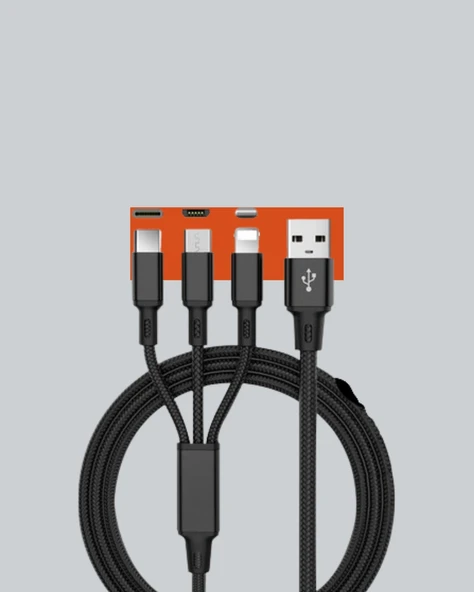3’ü 1 Arada Hızlı Şarj Kablosu – iOS Android Type-C Uyumlu - Resim 2
