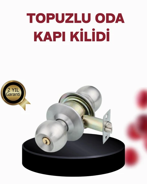 Paslanmaz Çelik Dayanıklı Topuzlu Kapı Kilidi ürün görseli 1