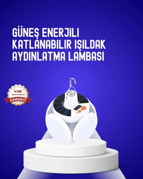 USB ve Solar Şarjlı Katlanabilir 5 Taraflı LED Lamba ürün görseli 1