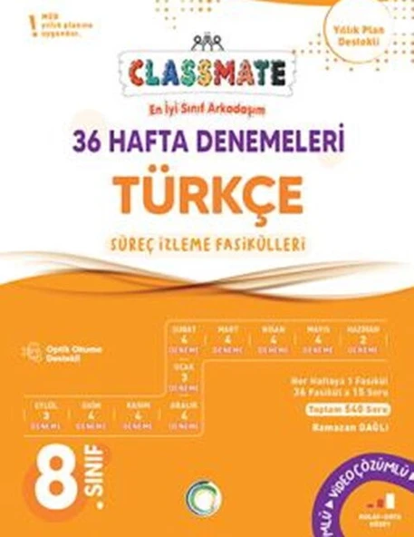 Okyanus Yayınları 8. Sınıf Türkçe Classmate 36 Hafta Denemeleri ürün görseli 1