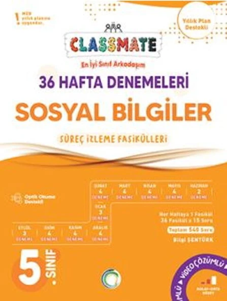 Okyanus Yayınları 5. Sınıf Sosyal Bilgiler Classmate 36 Hafta Denemeleri ürün görseli 1