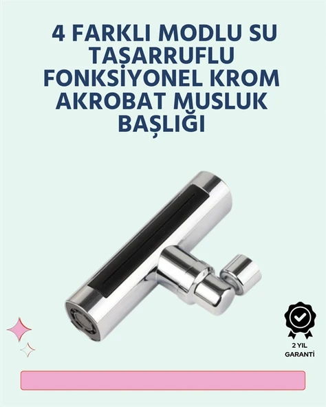 Krom Kaplamalı Çok Fonksiyonlu Musluk Başlığı | Paslanmaz Malzeme ürün görseli 1