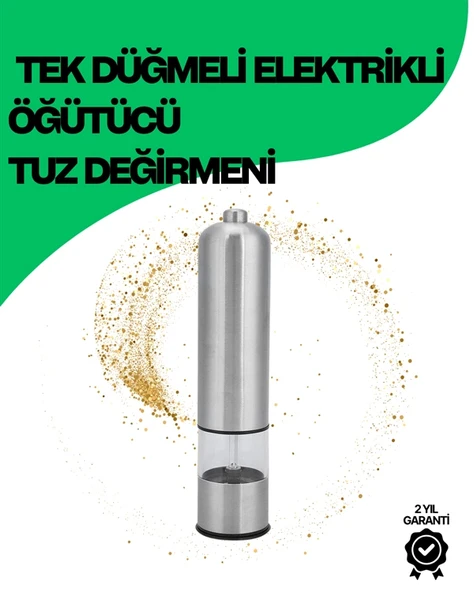 Şeffaf Hazneli Elektrikli Tuz Karabiber Öğütücü Pilli Taşınabilir Mutfak Aleti ürün görseli 1