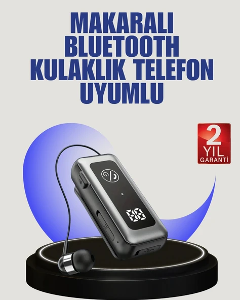 İçi Sarılabilen Kablo ve Yaka Klipsli Bluetooth Kulaklık ürün görseli 1