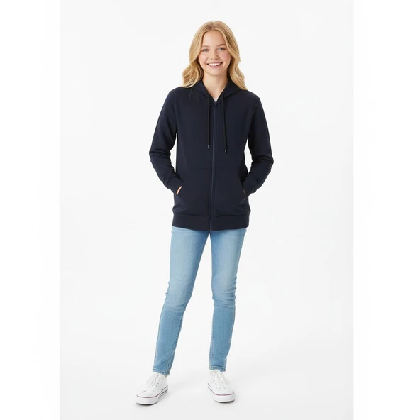 Fermuarlı Kapüşonlu Sweatshirt - Resim 4