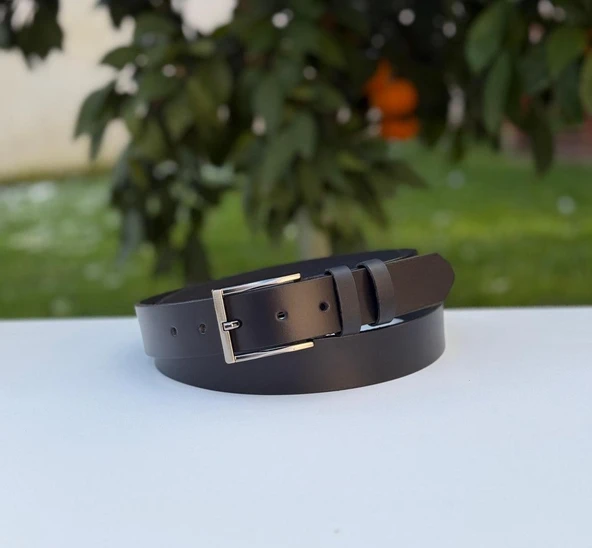 %100 Hakiki Deri Erkek Kemer Mat Siyah 4cm ürün görseli 1