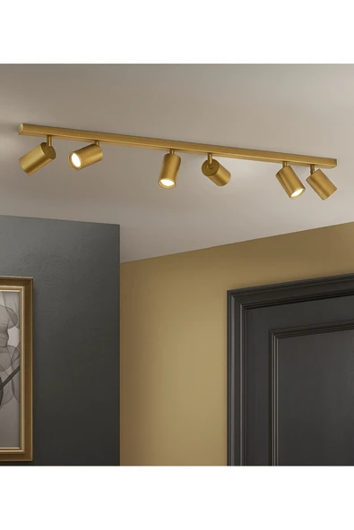 Mylights 120 cm Mat Gold Eskitme Kaplama 5’li GU10 LED Spot hareketli başlık led Tavan Aydınlatma ürün görseli 1
