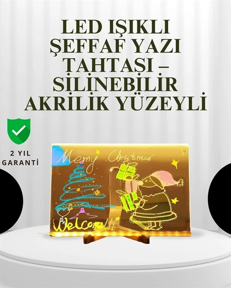 Dekoratif LED Yazı Tahtası – Silinebilir, Neon Kalemli, Planlama ve Hatırlatma İçin İdeal ürün görseli 1