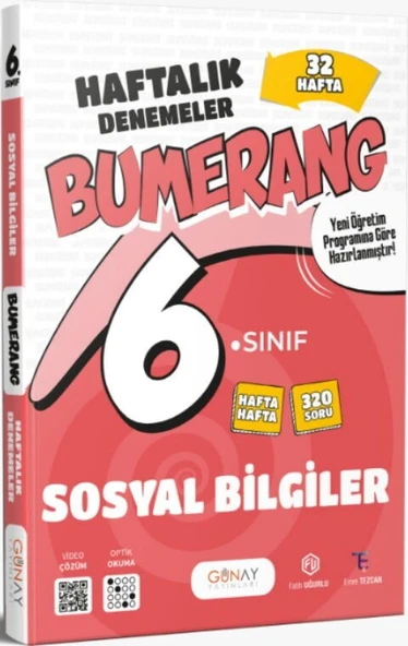 6. Sınıf Sosyal Bilgiler Bumerang 32 Haftalık Denemeler Günay Yayınları ürün görseli 1